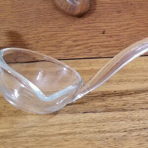 Vintage Clear Glass Ladle with Spout – 12.5”  – Elegant Curved Handle – Punch